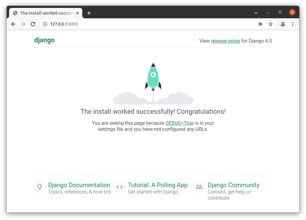 Die Startseite der Django-Skelett-App