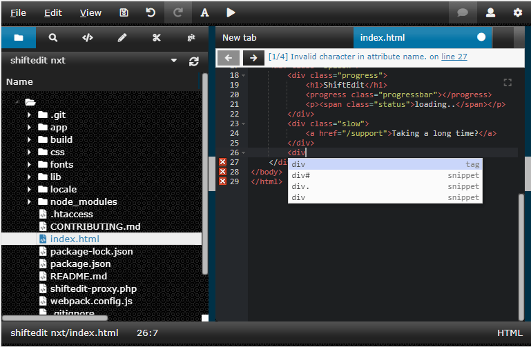 Screenshot of ShiftEdit