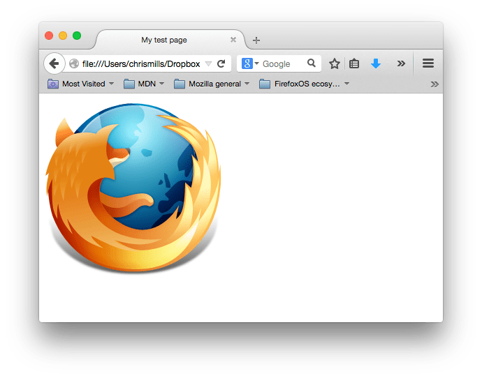 Capture d'écran de notre site web de base affichant juste le logo Firefox - un renard enflammé entourant le globe