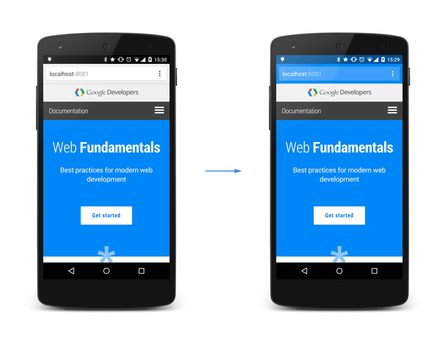 Изображение, показывающее эффект использования theme-color